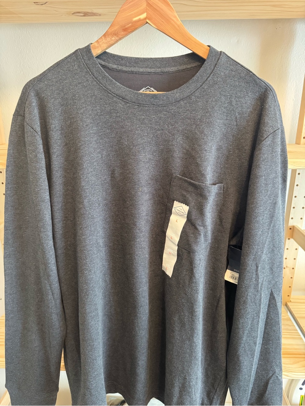 St. John's Bay Men's Long-Sleeve Pocket Tee - Charcoal Gray